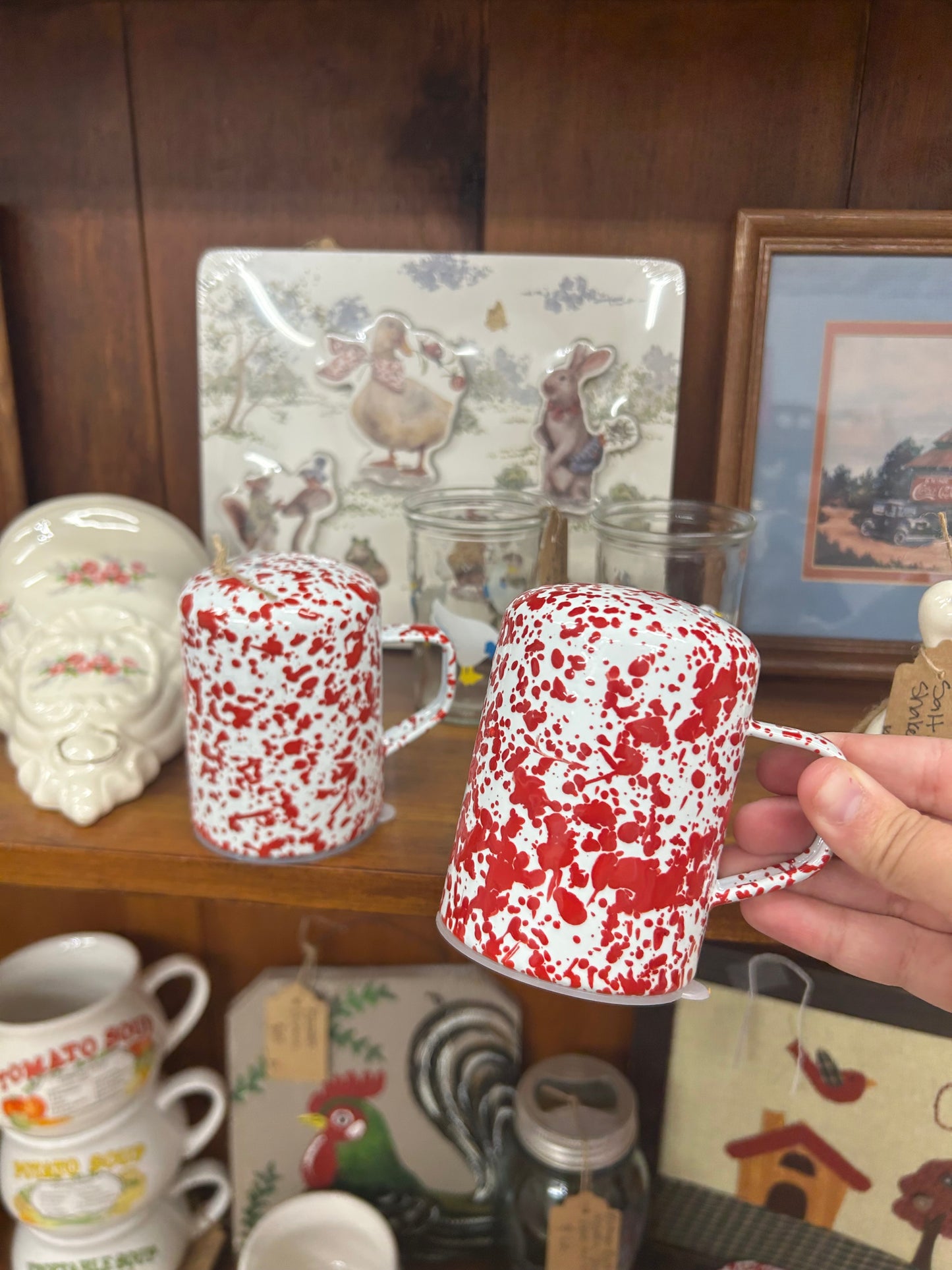 Red Splatterware Salt & Pepper Shakers - NEW