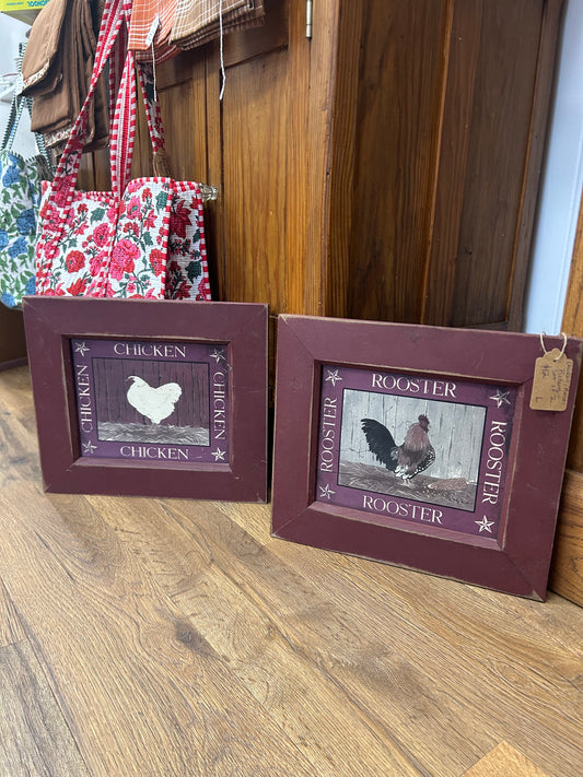 Chicken/Rooster Pictures - Set of 2