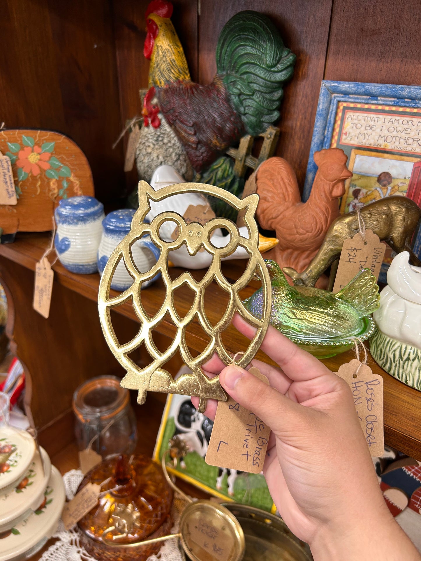 Vintage Brass Owl Trivet