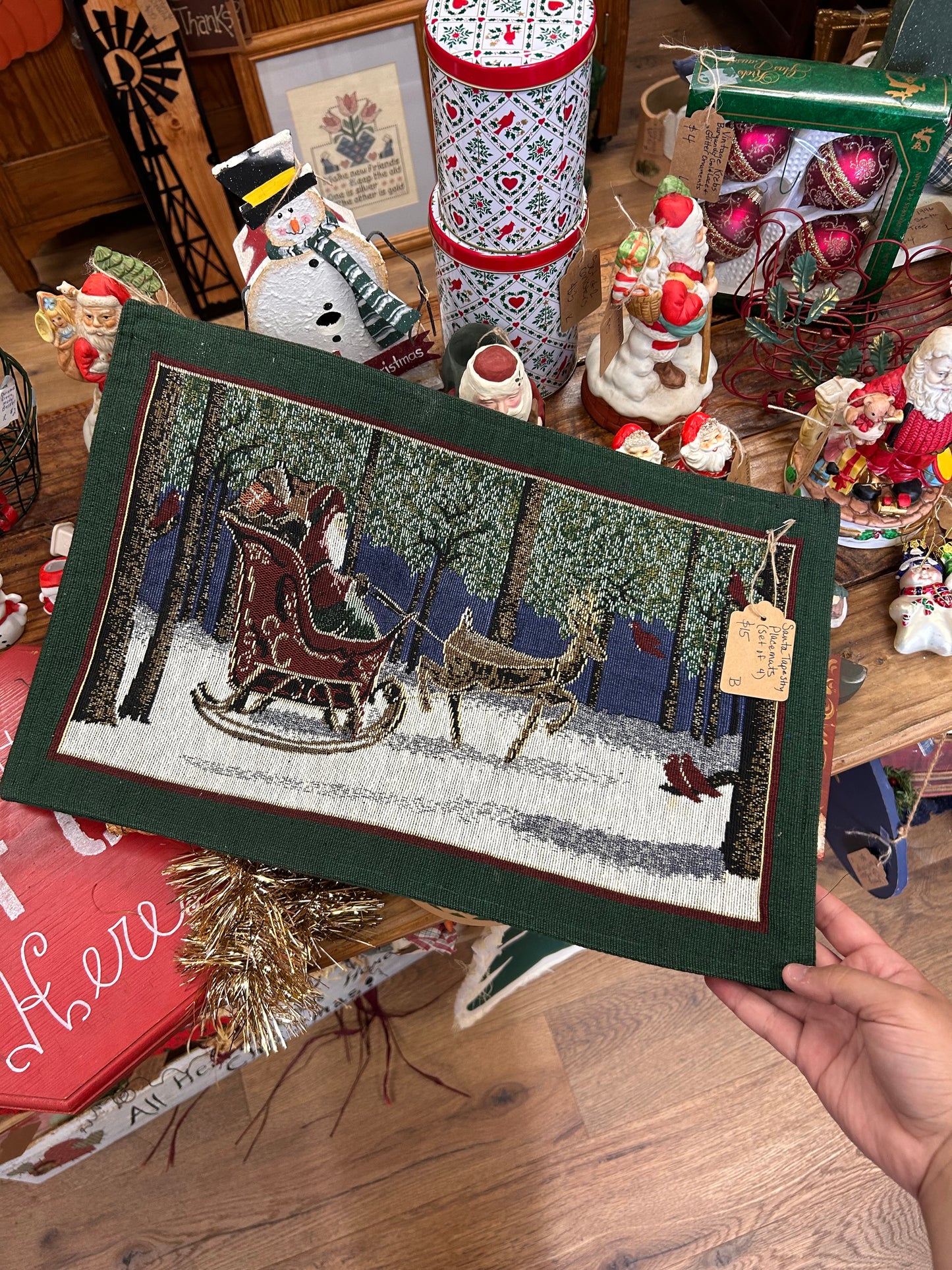Santa Tapestry Place Mats - Set Of 4