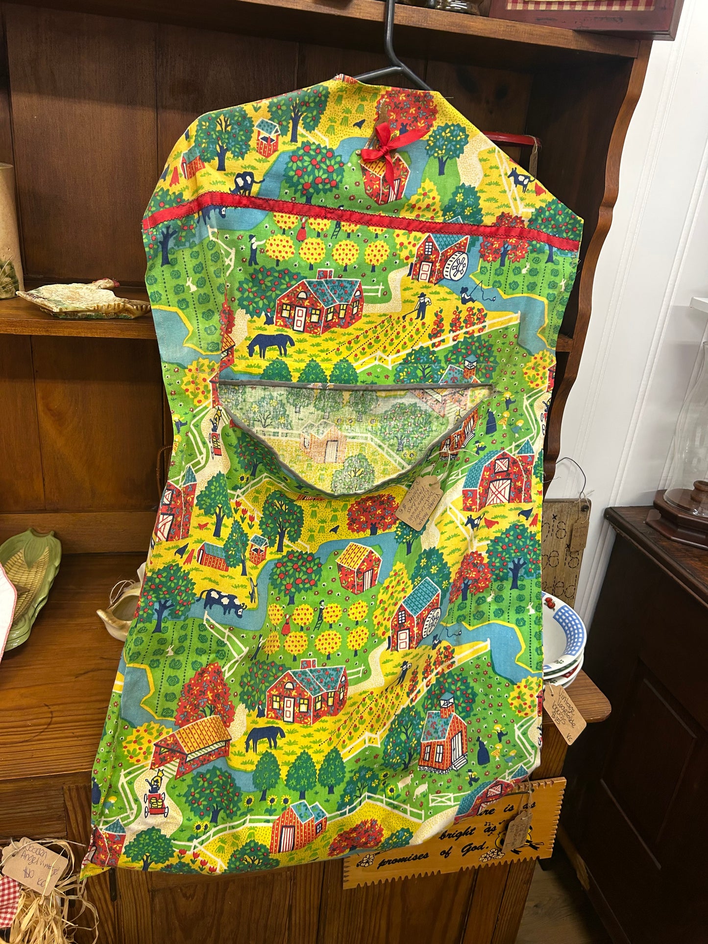 Vintage Hang On Door Plastic Bag & Laundry Holder - As Is