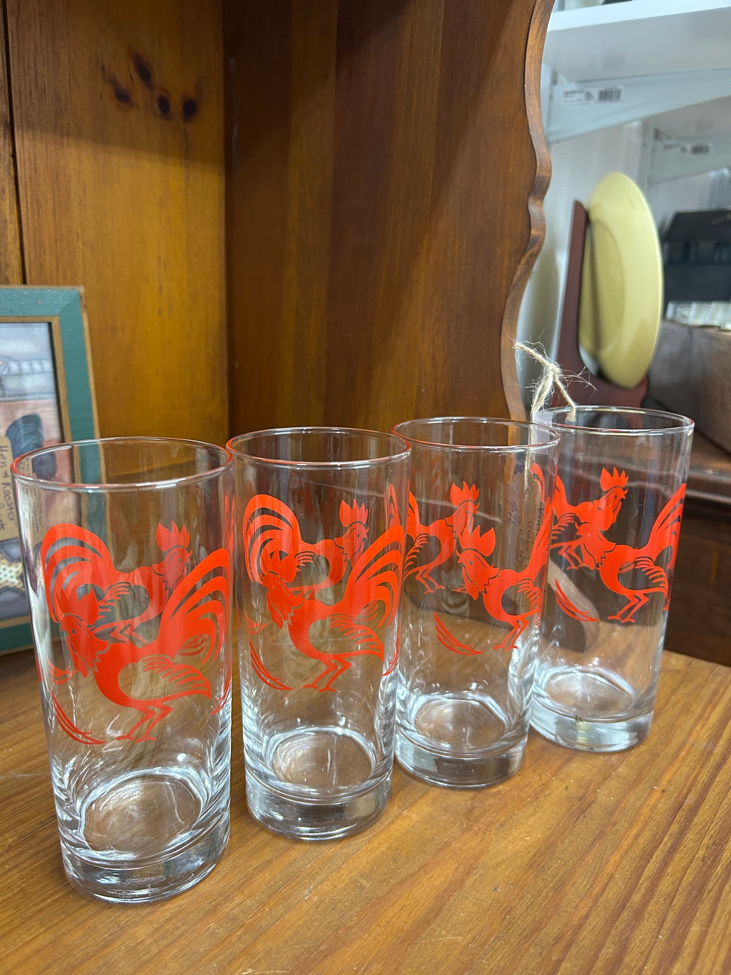 Vintage Rooster Glasses - Set Of 4