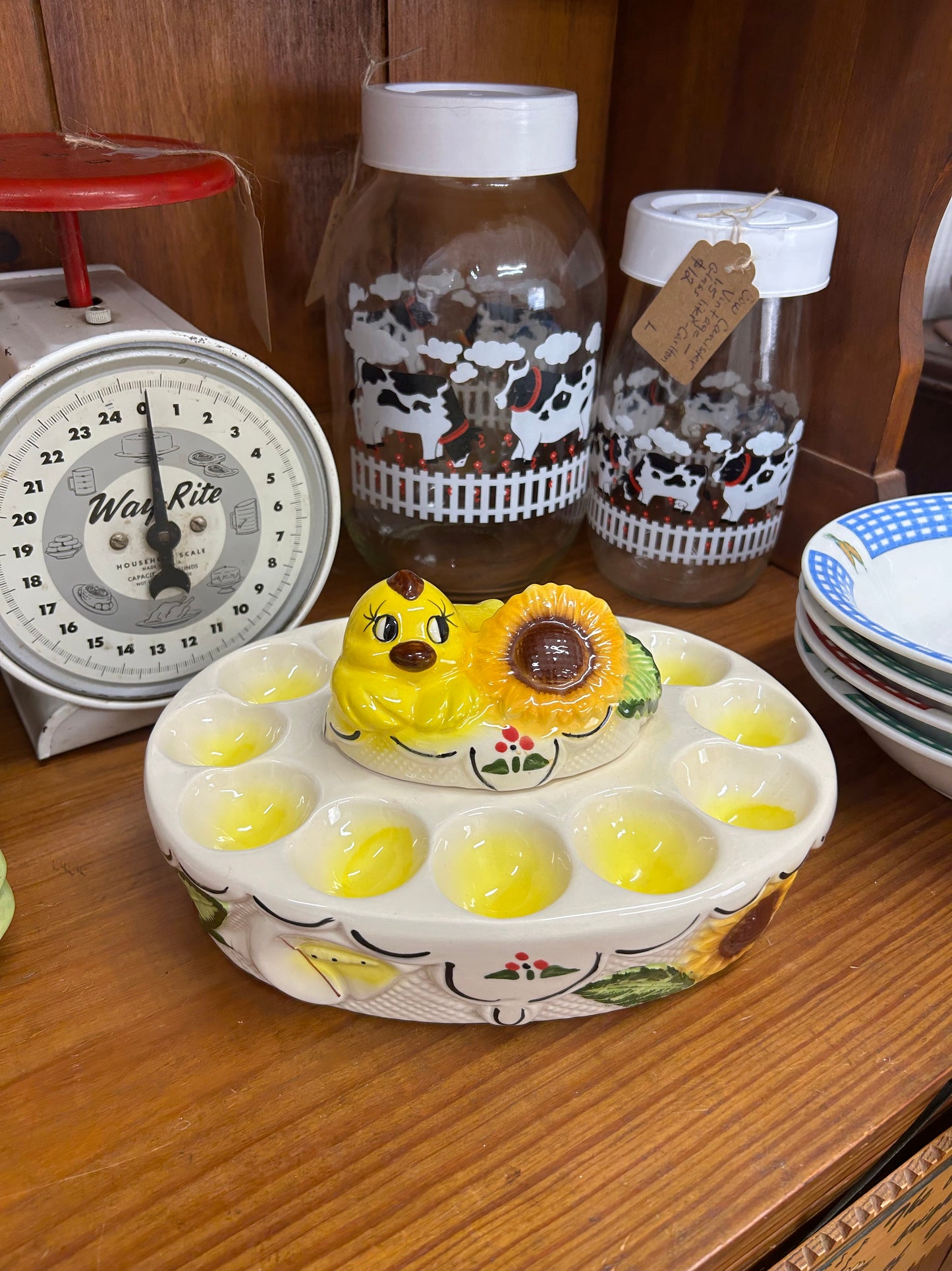 Vintage Deviled Egg Platter - As Is (Tiny Chip On Sunflower!)