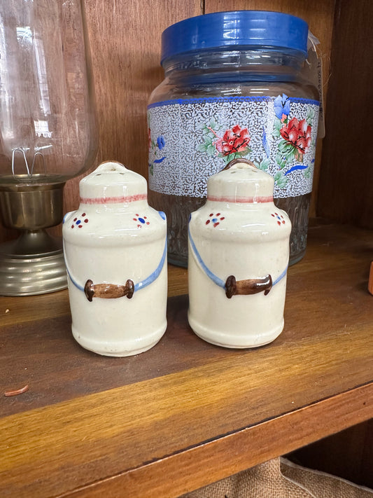 Vintage Milk Can S&P Shakers With Corks