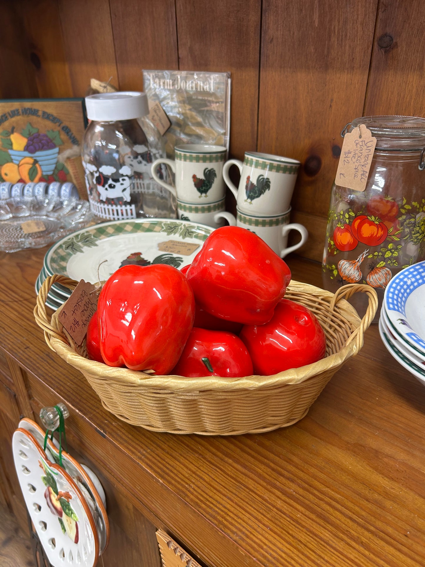Vintage Basket & Ceramic Apples