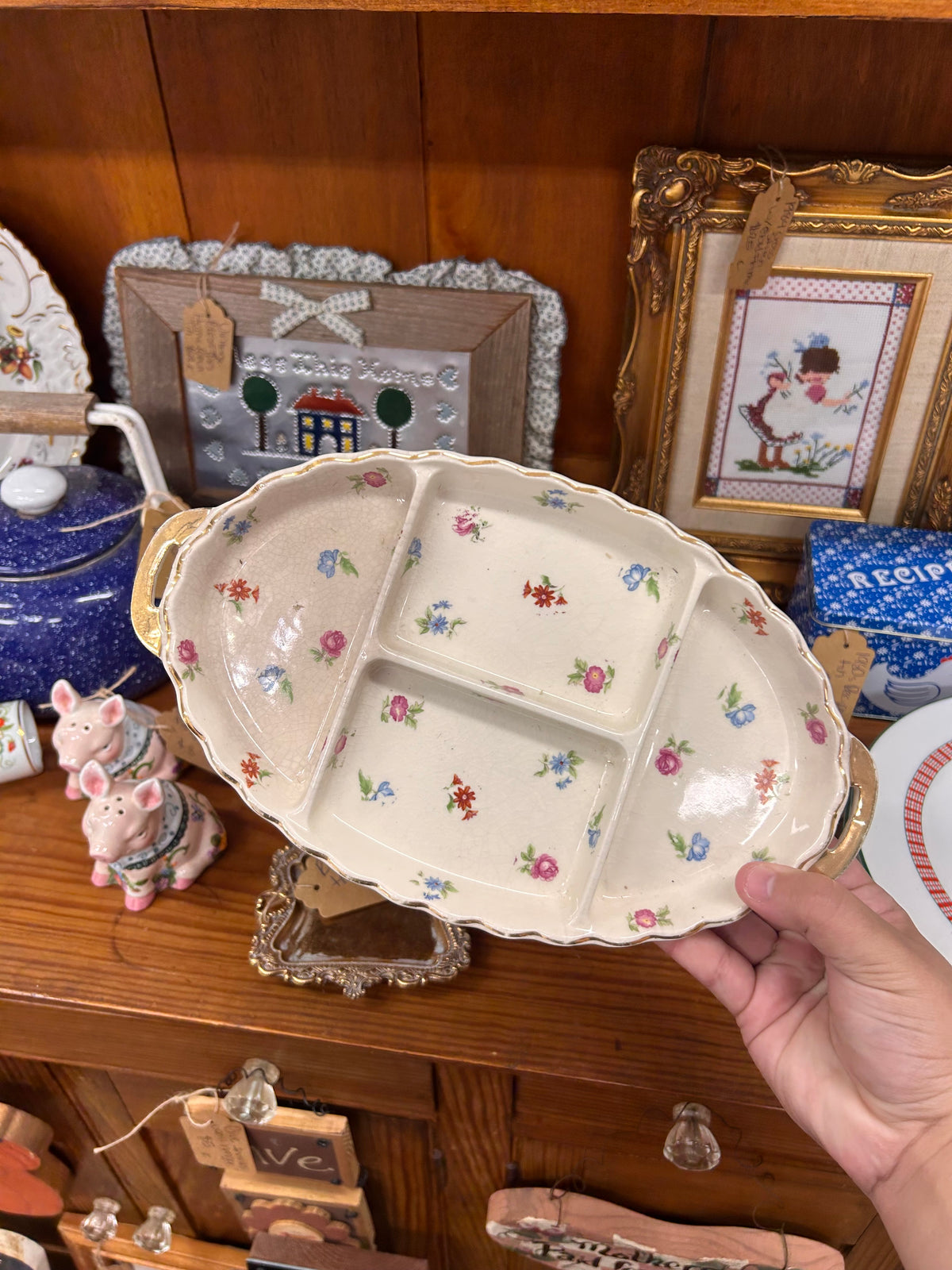 Vintage Gold Castle Divided Tray