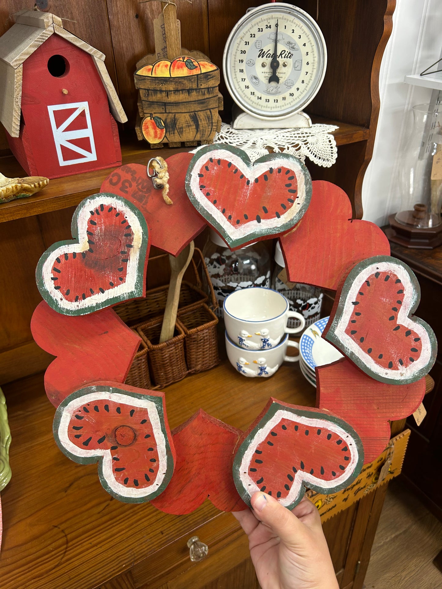 Vintage Flag/Watermelon Wooden Reversible Wreath