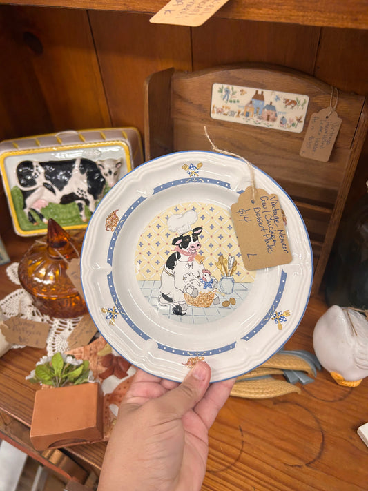 Vintage Newcor Cow/Chicken Dessert Plates - Set Of 7