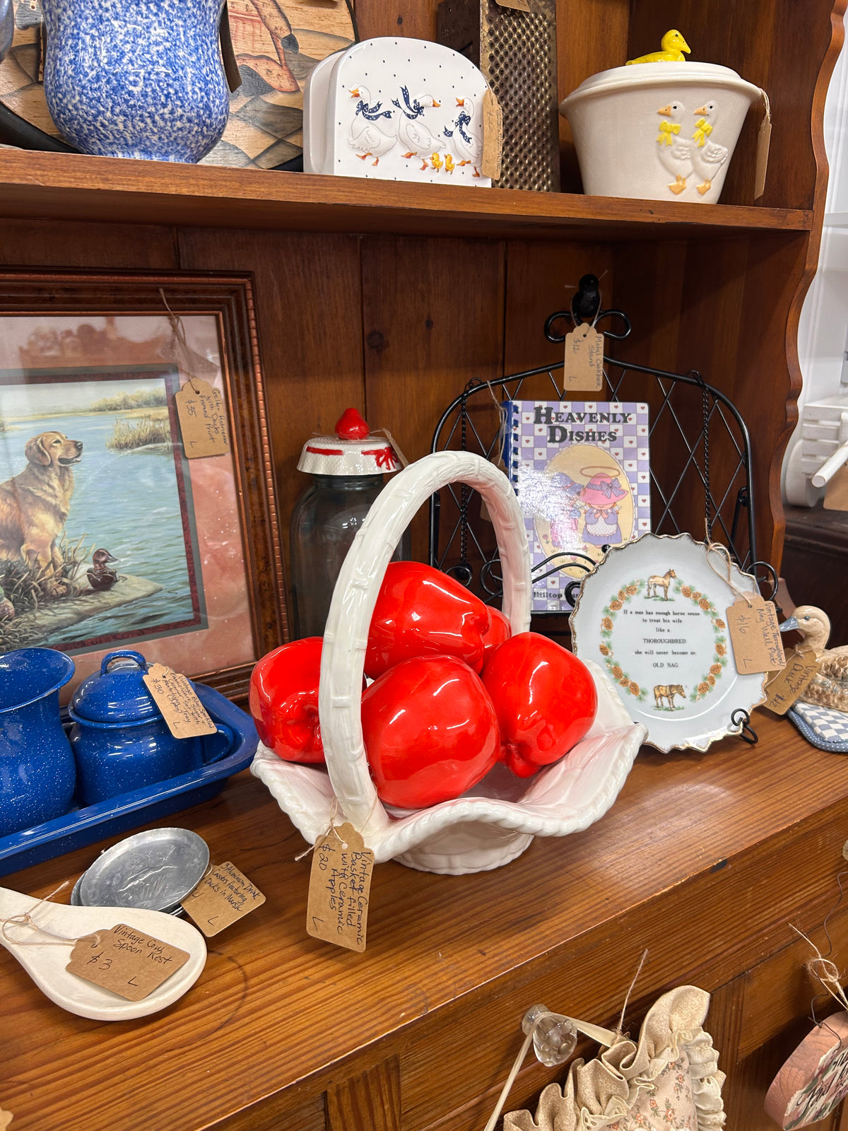 Vintage Ceramic Basket/Apples