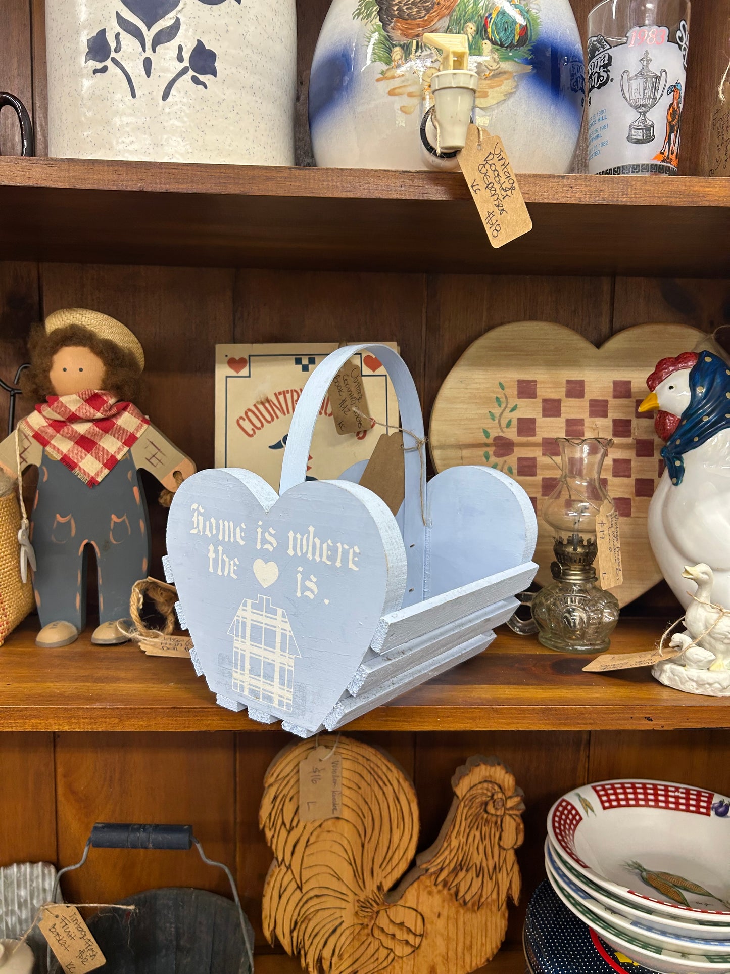 Vintage Home Is Where The Heart Is Wooden Basket