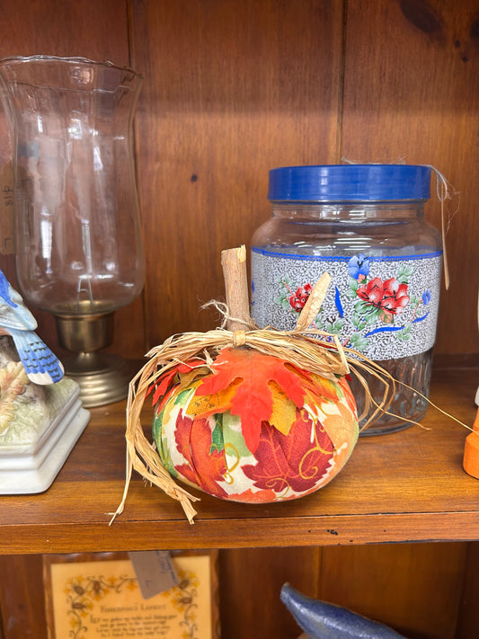 Cloth Pumpkin With Straw Bow