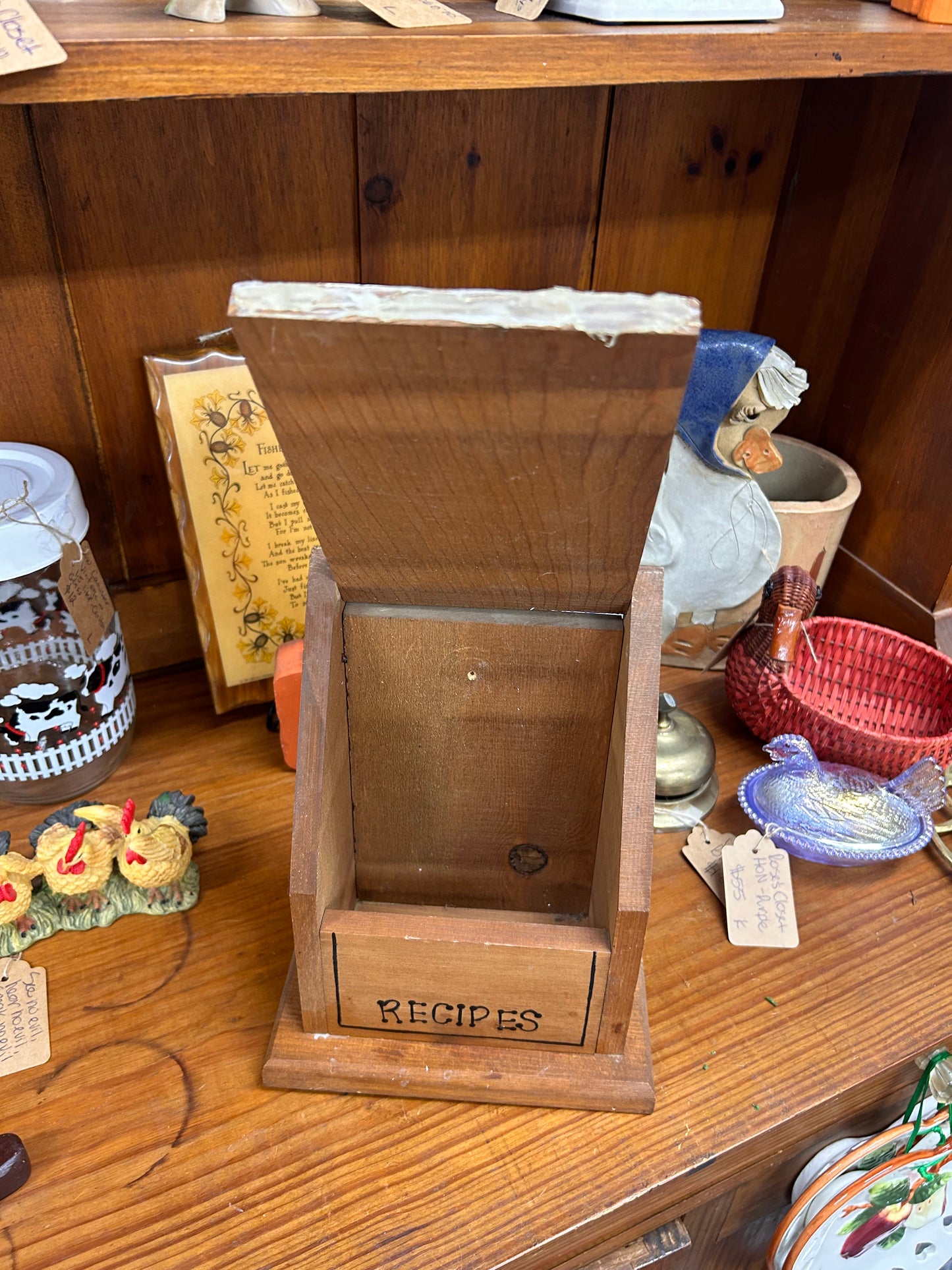 Vintage Wooden Recipe Holder - As IS