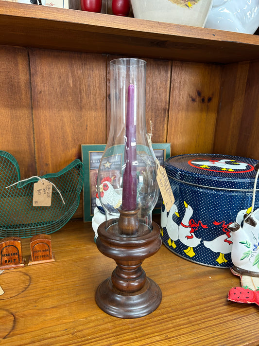 Vintage Wooden Candlestick Holder