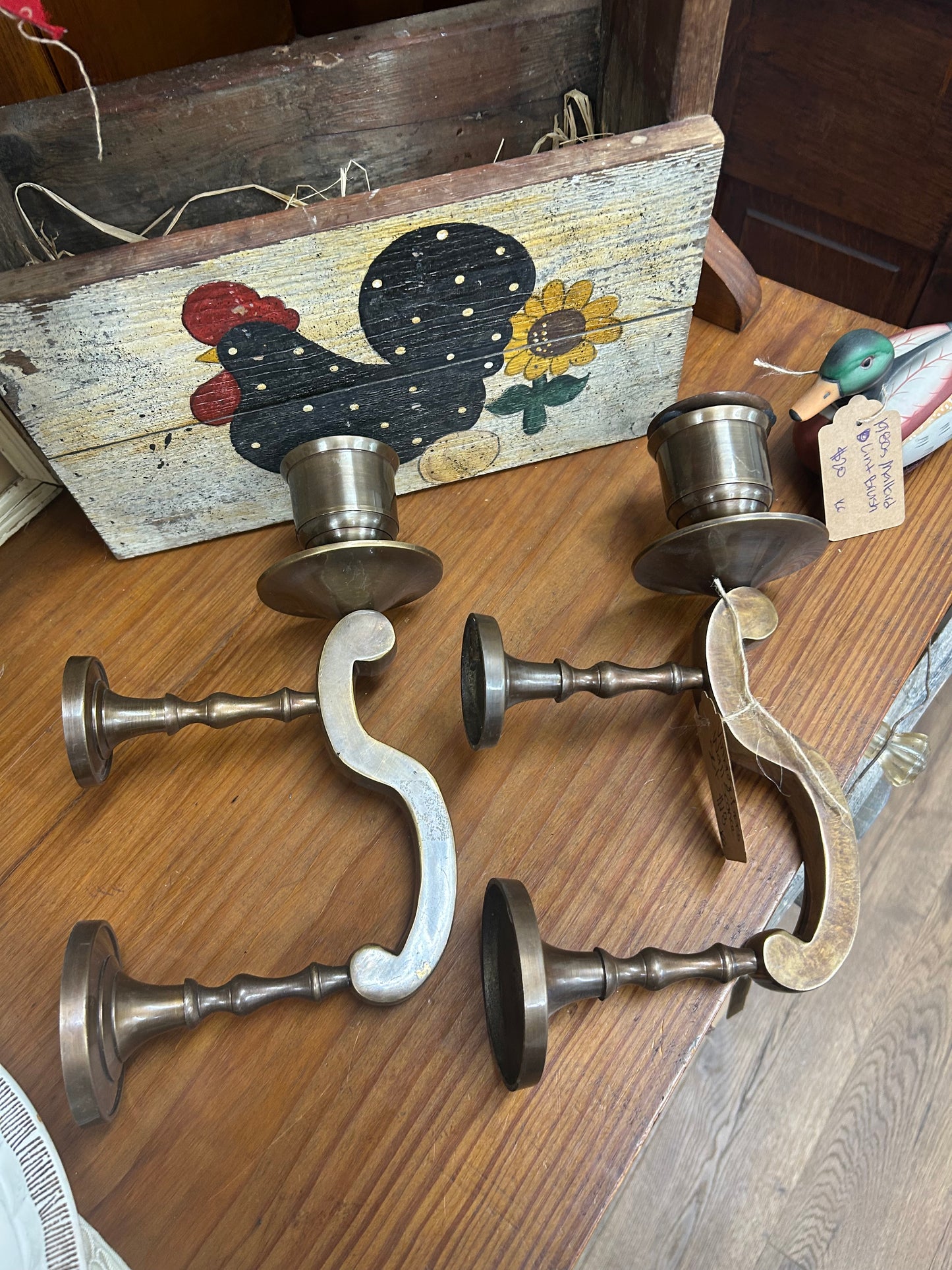 Vintage Brass Wall Sconce Set - HEAVY!