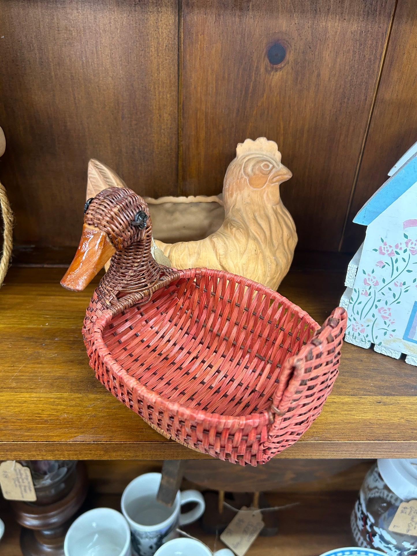 Vintage Wicker Duck Basket