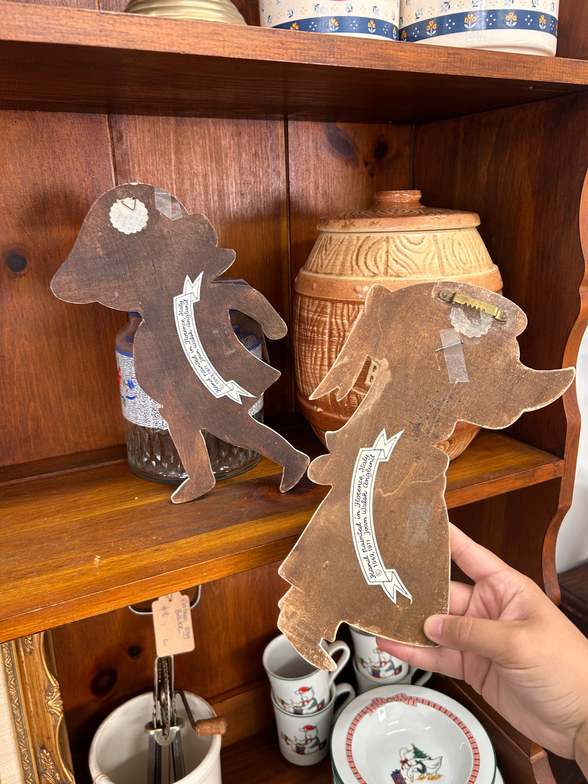 1970s Boy/Girl Wall Hangers - Handpainted In Italy