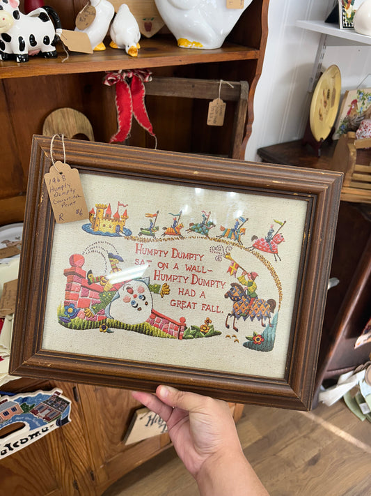 1968 Humpty Dumpty Cross Stitch Print