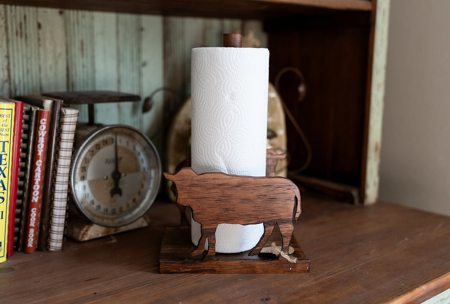 Dark Brown Cow Paper Towel Holder