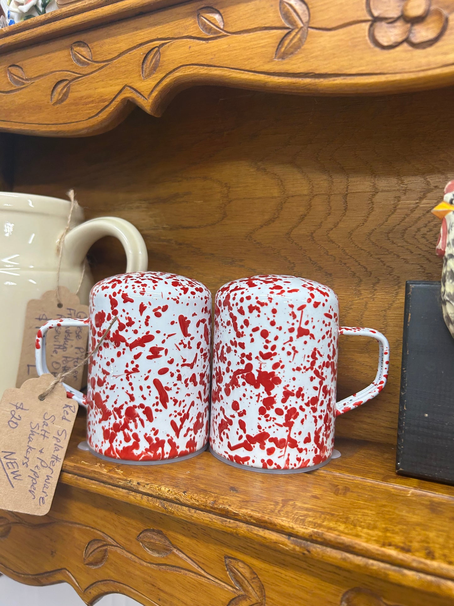 Red Splatterware Salt & Pepper Shakers - NEW