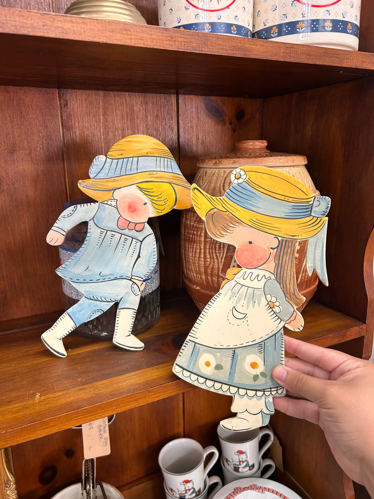 1970s Boy/Girl Wall Hangers - Handpainted In Italy