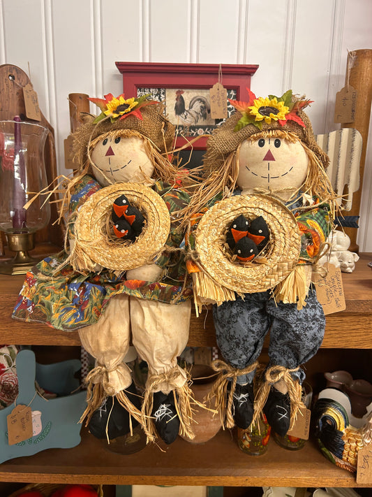 Set Of Scarecrow Shelf Sitters - As Is