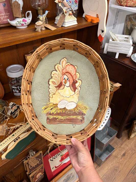 1986 Hen On A Nest Wicket Basket