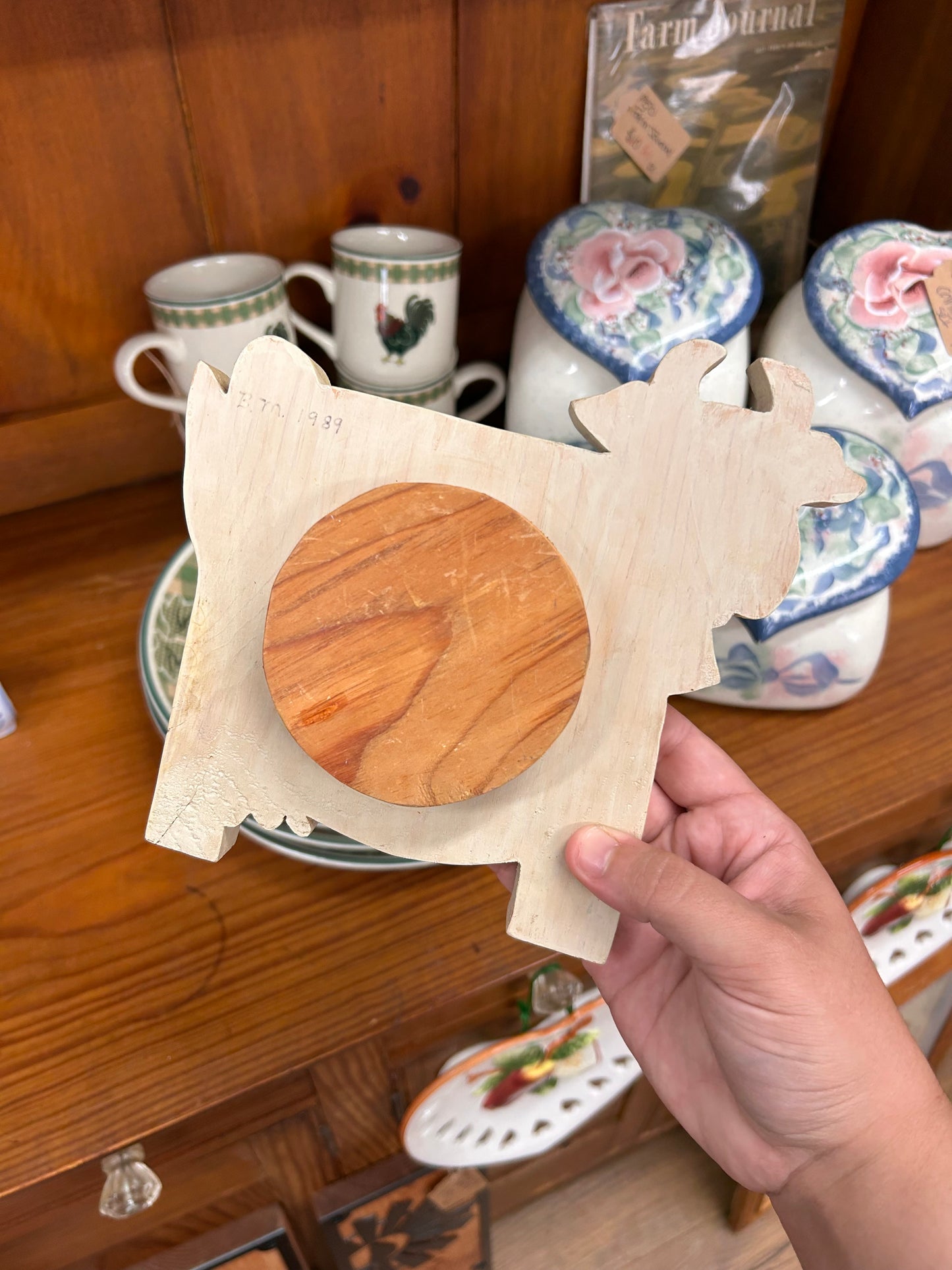 Vintage Wooden Standing Cow