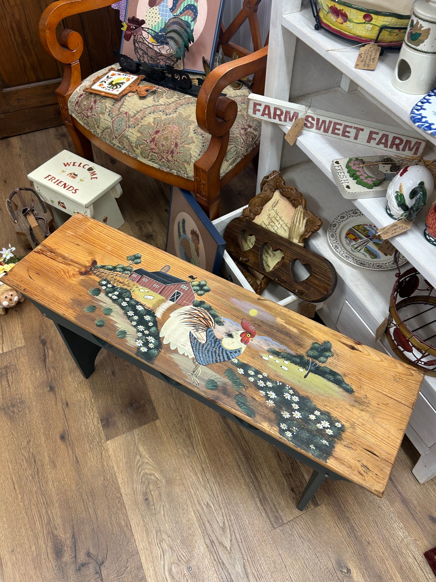 Chicken/Red Barn Heart Bench - Local Pickup Only
