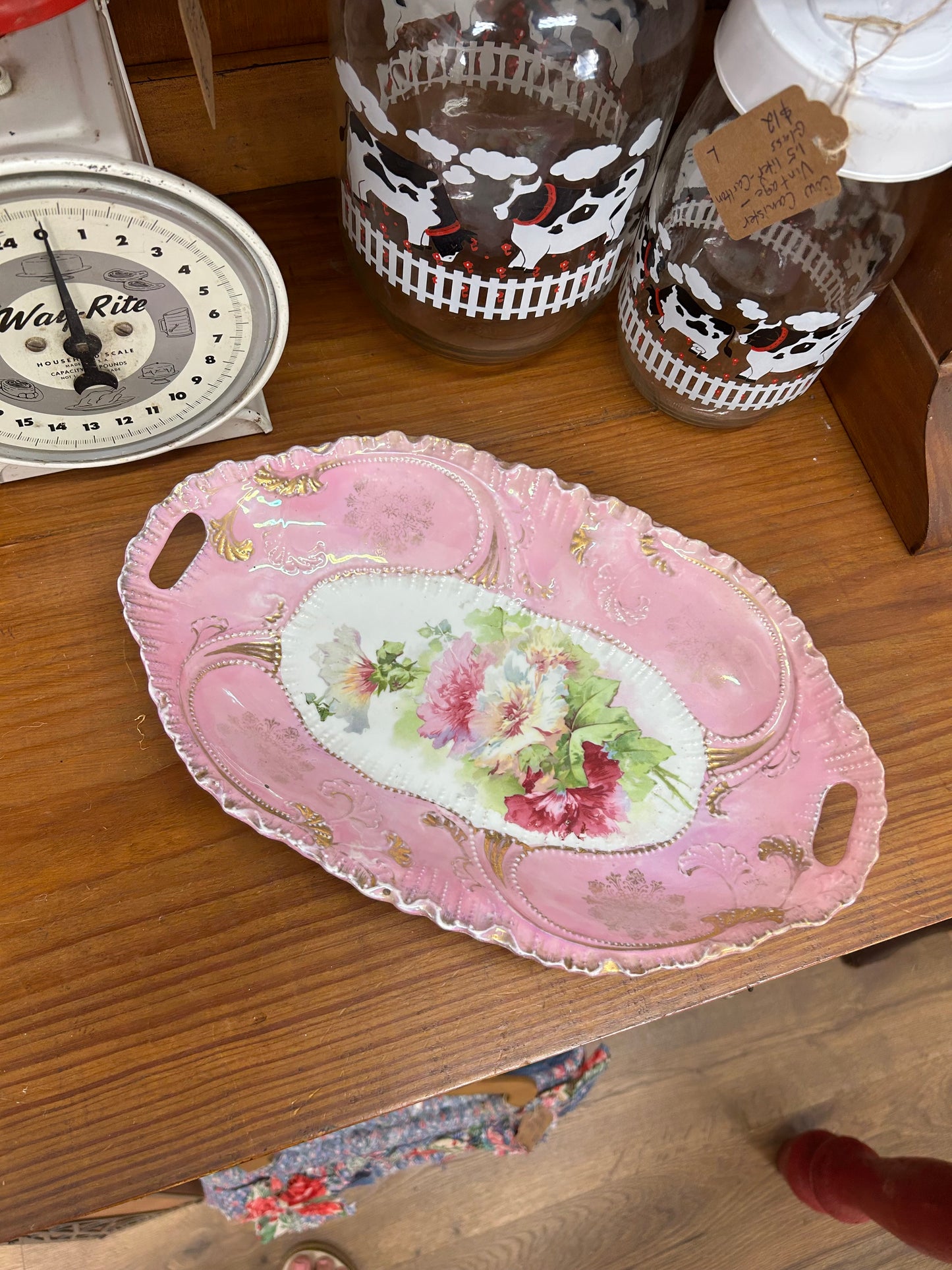 Vintage Pink Floral Dish