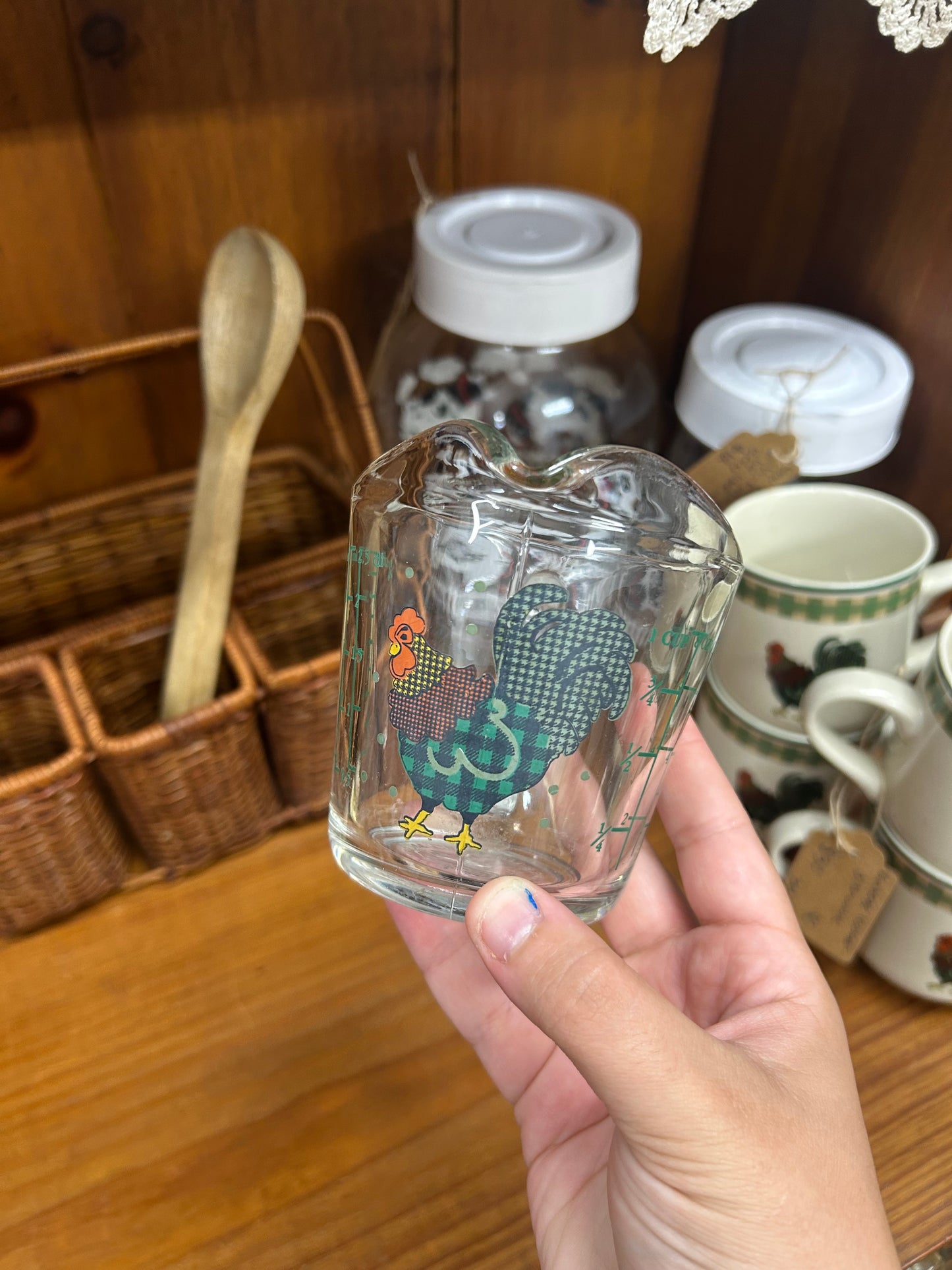1980s Vintage Rooster Measuring Glass