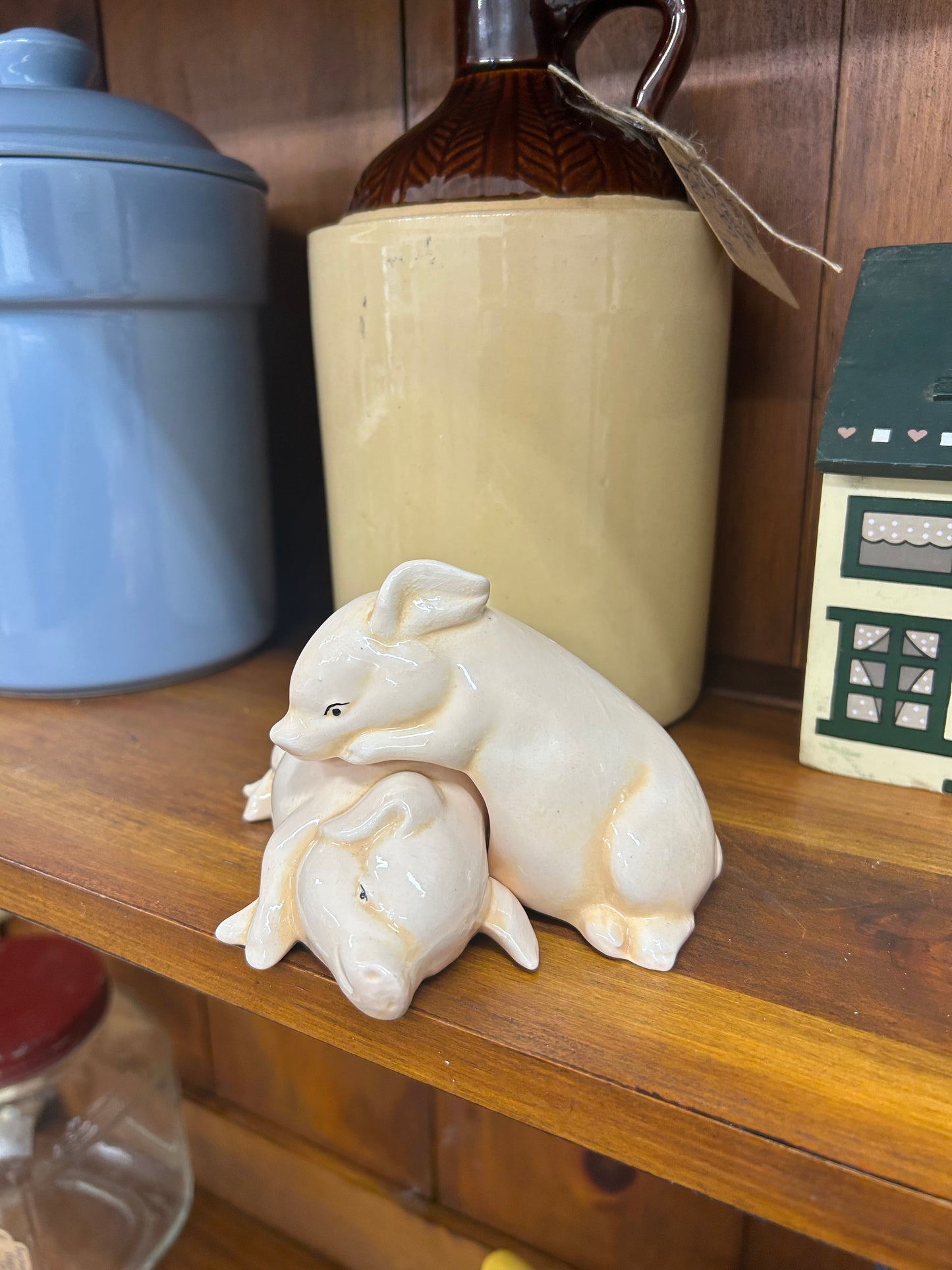 Vintage Piglets Hugging Salt & Pepper Shaker - No Plugs