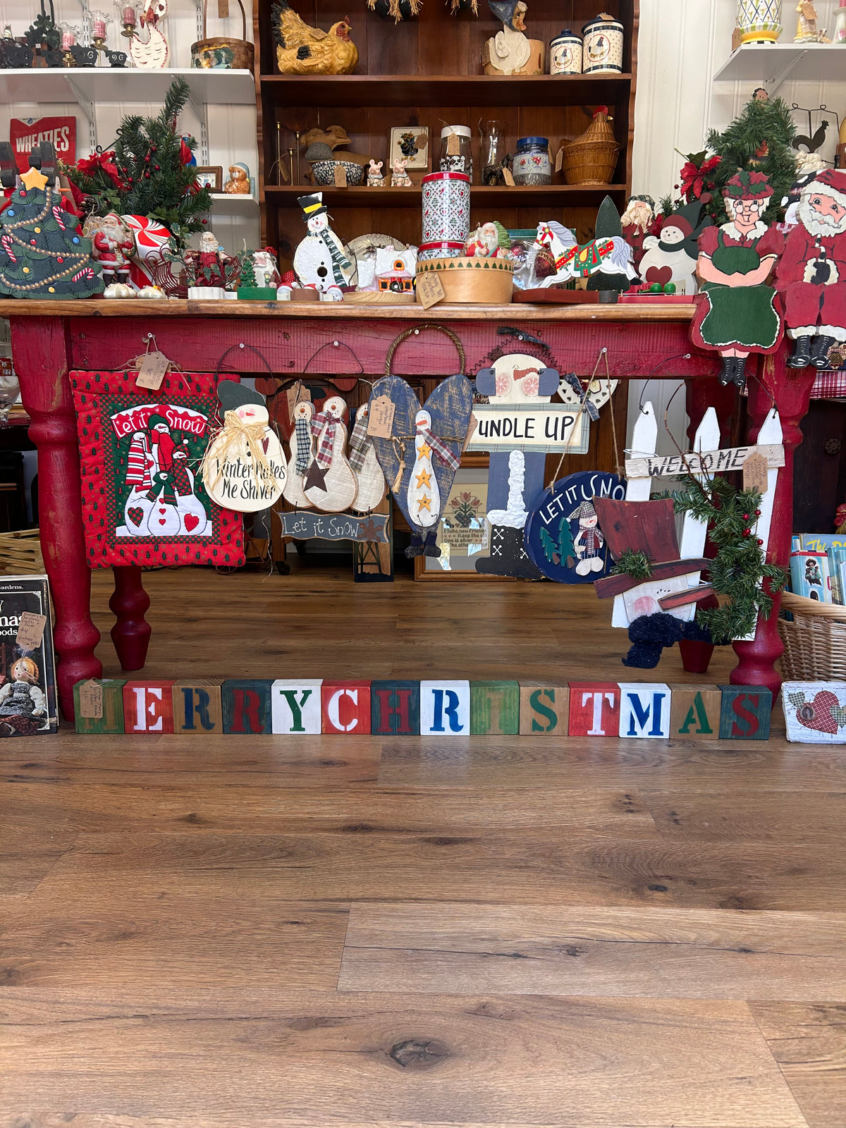 Vintage Merry Christmas Wooden Blocks