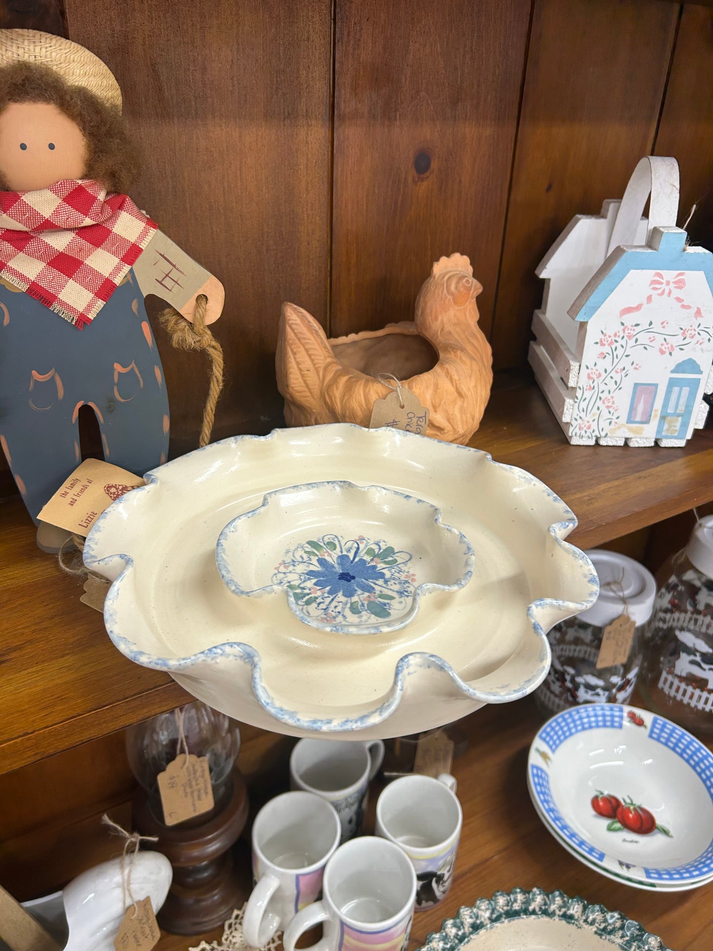 Vintage Floral Chip/Dip Pottery