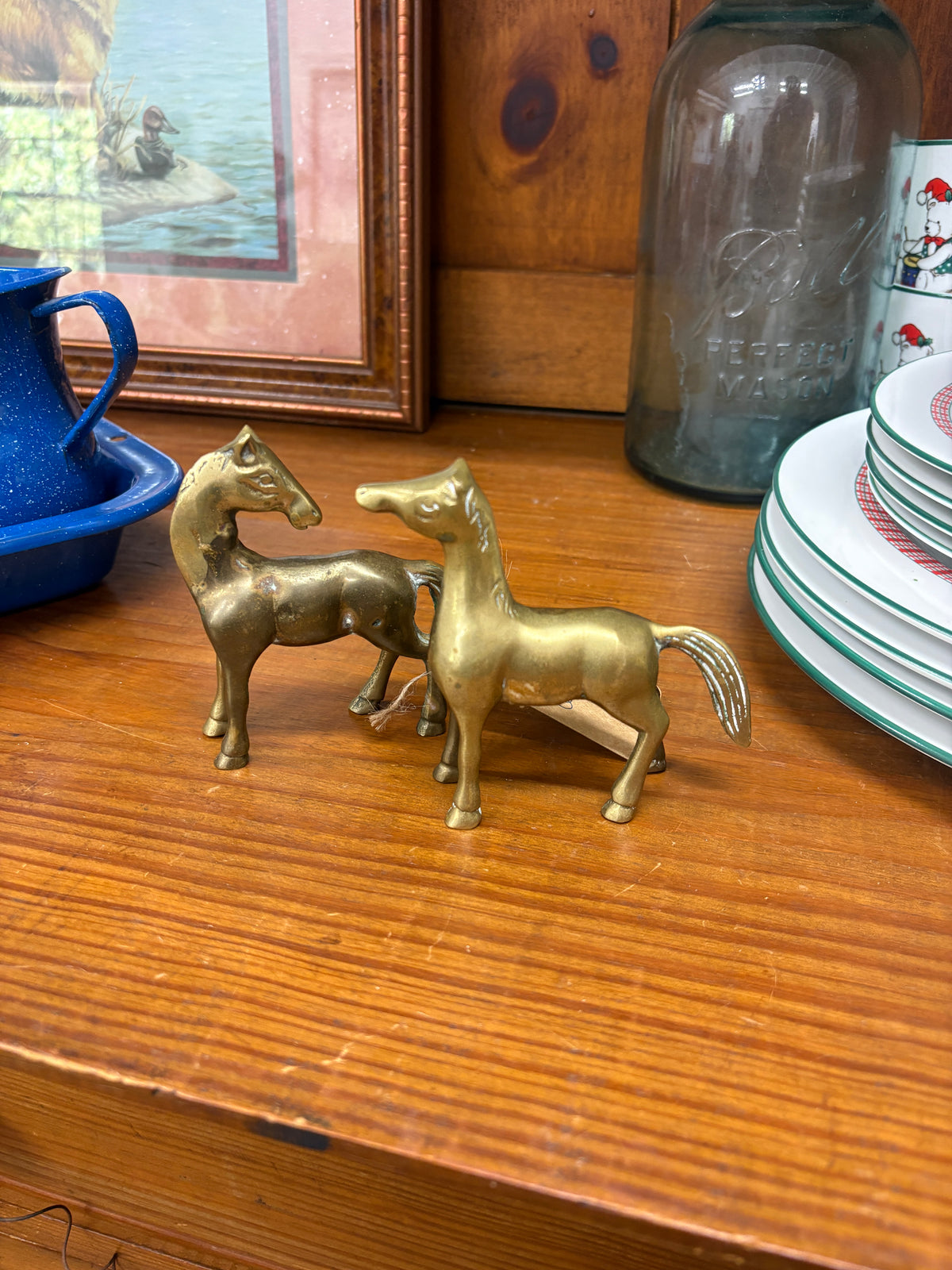 Vintage Brass Horses - Set Of 2