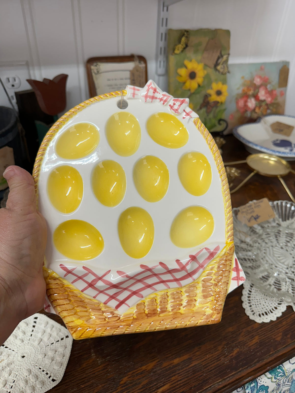 Vintage Lefton Hand Painted Deviled Egg Plate