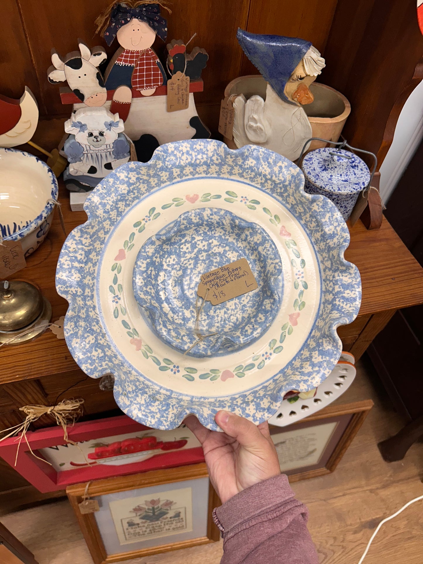 Vintage Chip/Dip Pottery Tray