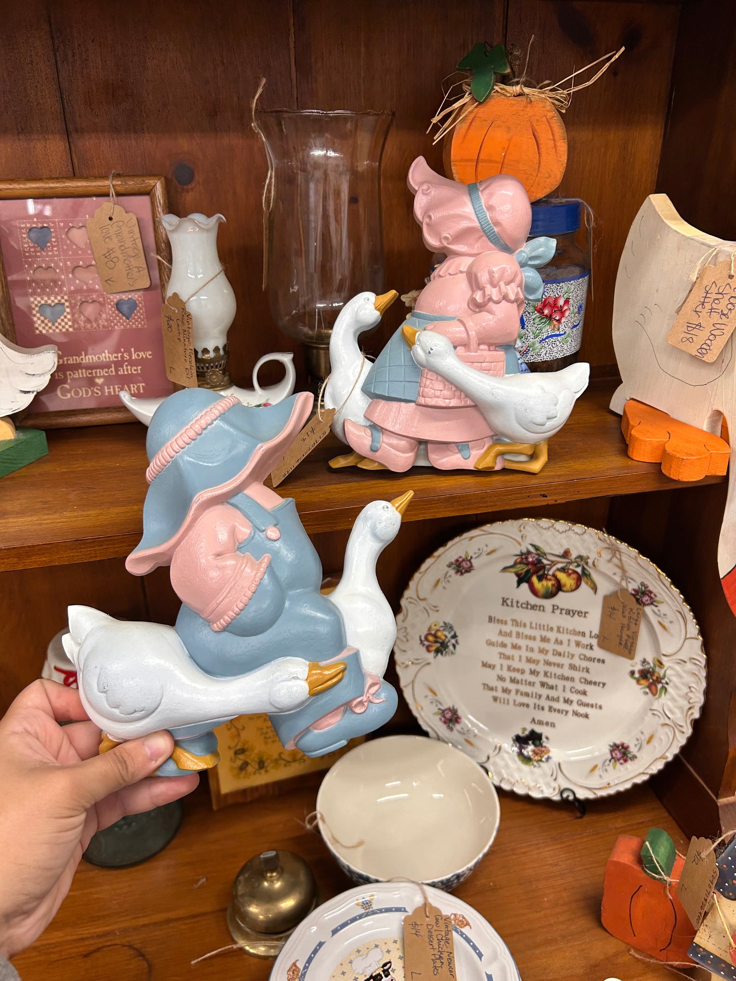 Vintage Burwood Boy & Girl With Goose Wall Hangers