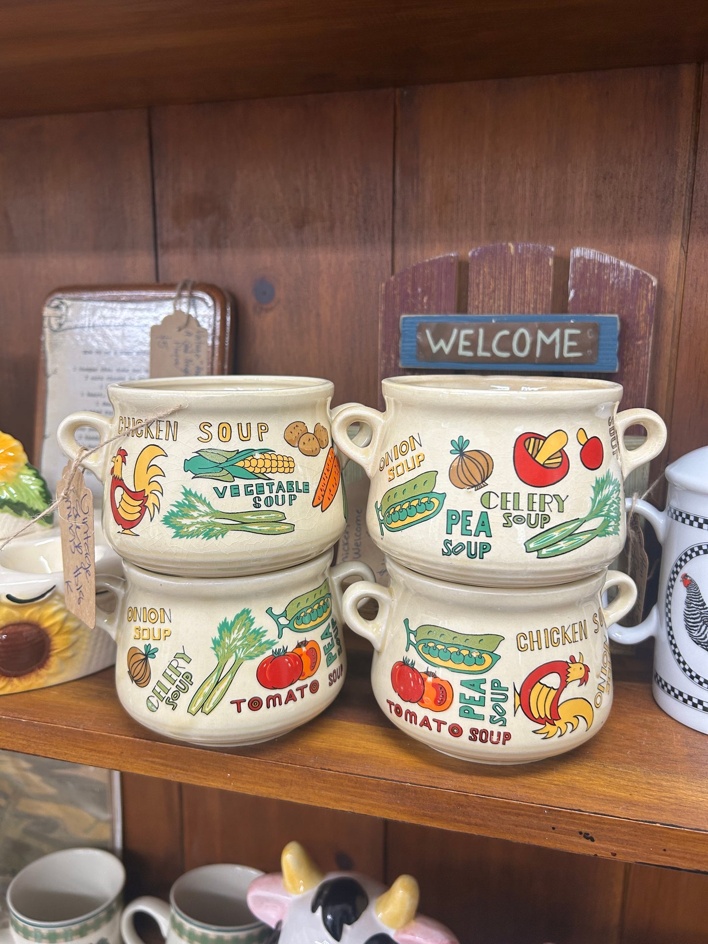 Vintage Soup Mugs - Set Of 4