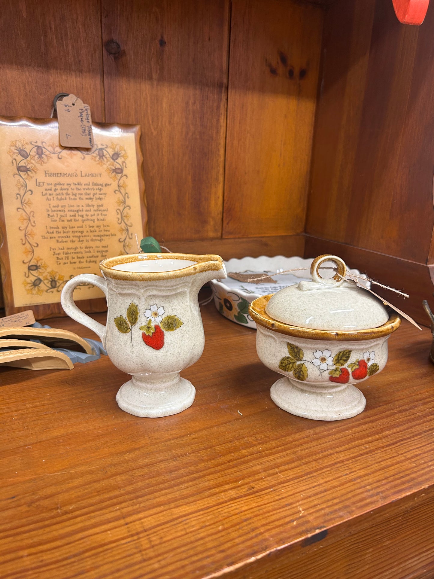 Vintage Mikasa Strawberry Festival Creamer & Sugar Bowl