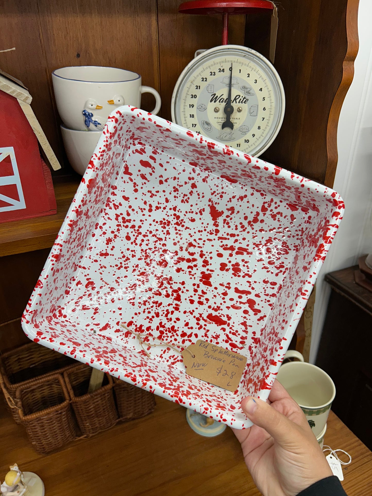 Red Splatterware Brownie Pan - NEW