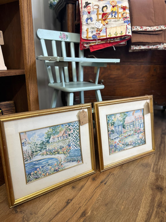 Gold Frame Garden Scene Set of 2