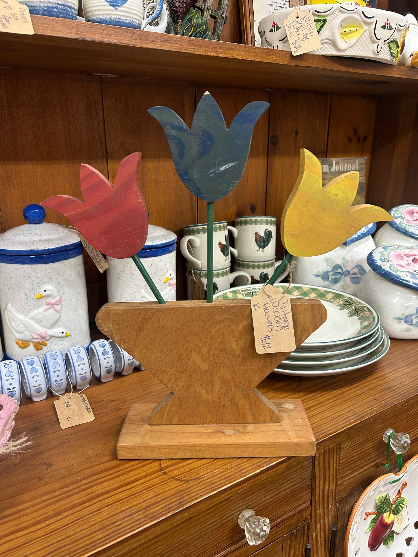 Vintage Wooden Flowers - As Is