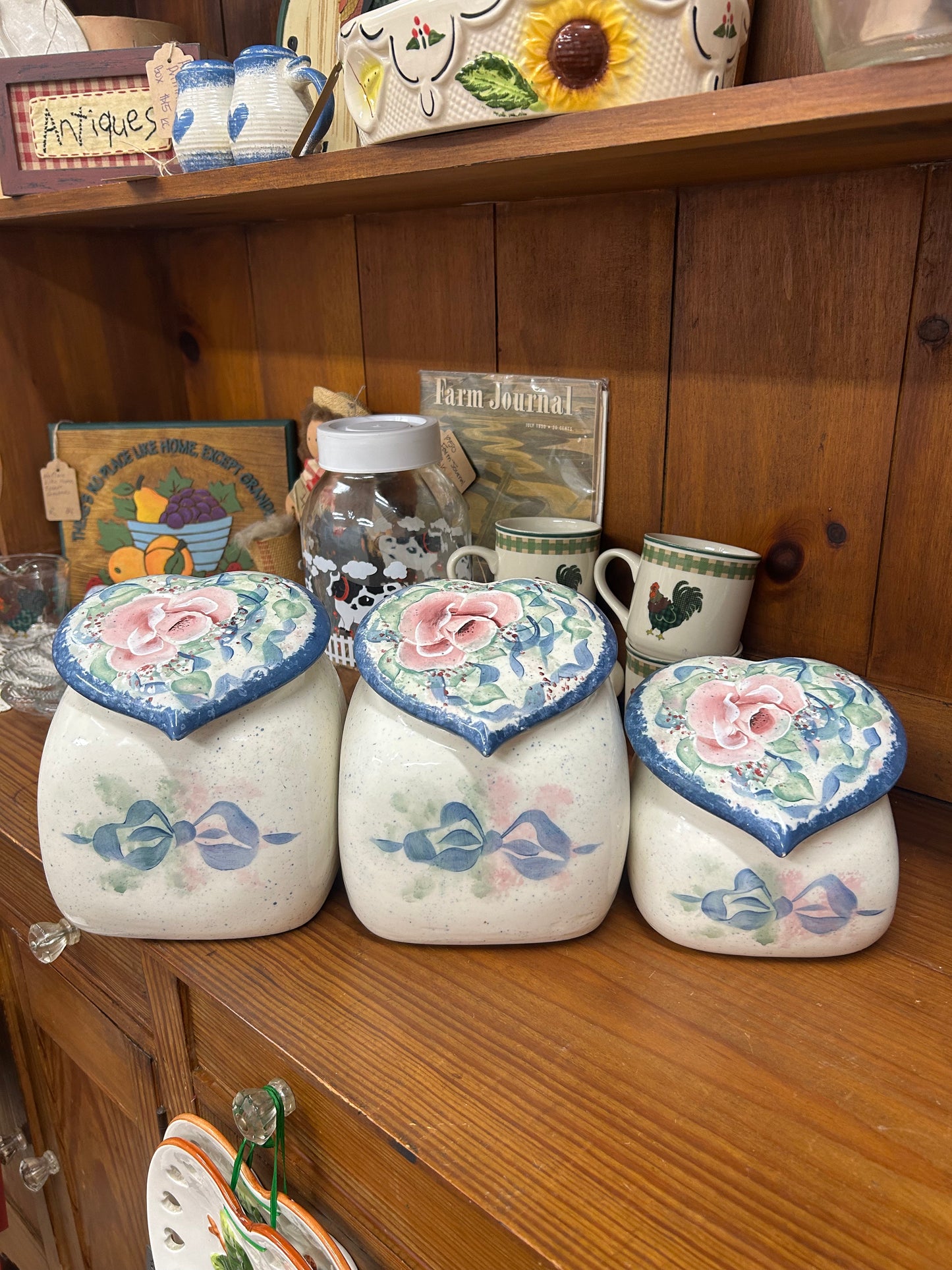 Vintage Heart/Bow Canister Set