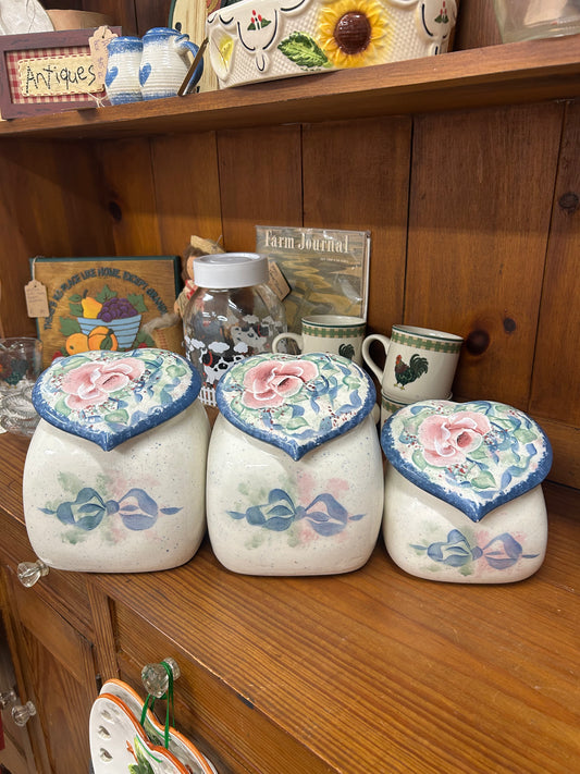 Vintage Heart/Bow Canister Set