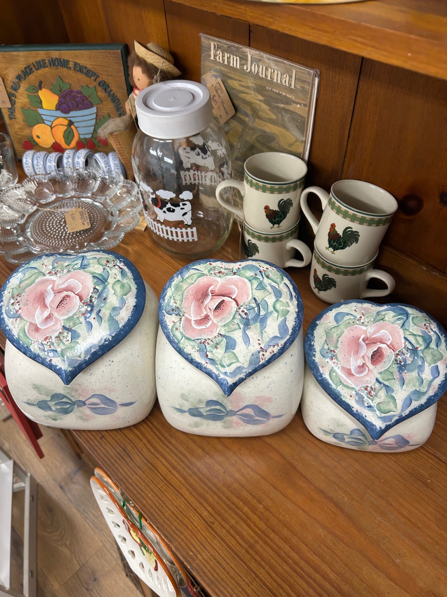 Vintage Heart/Bow Canister Set