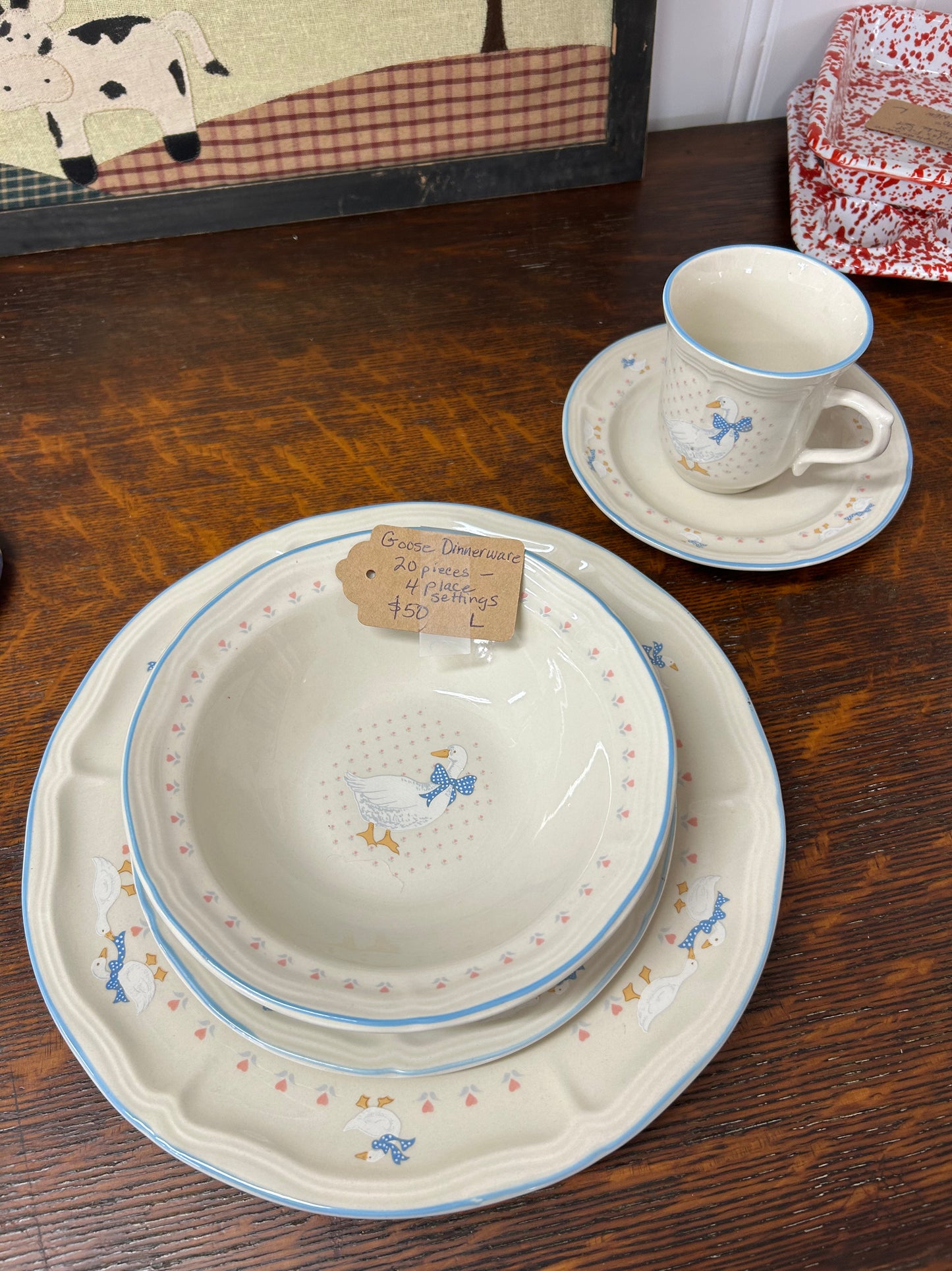 Goose Dinnerware 19 Piece Set - 4 place setting missing 1 cup - Local Pickup Only