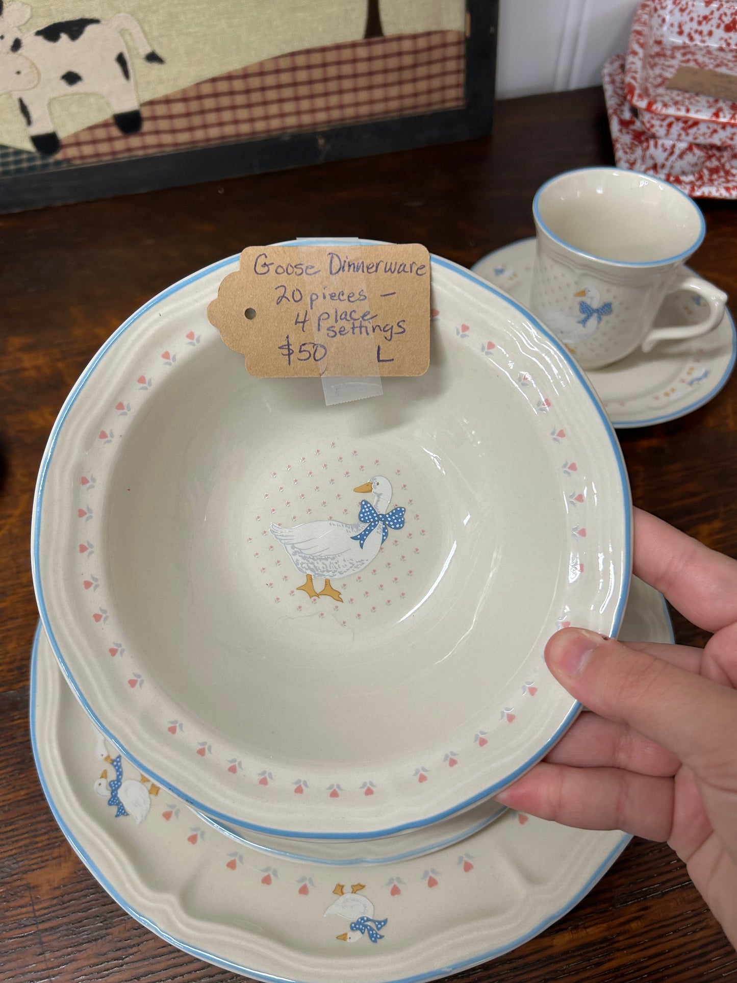 Goose Dinnerware 19 Piece Set - 4 place setting missing 1 cup - Local Pickup Only