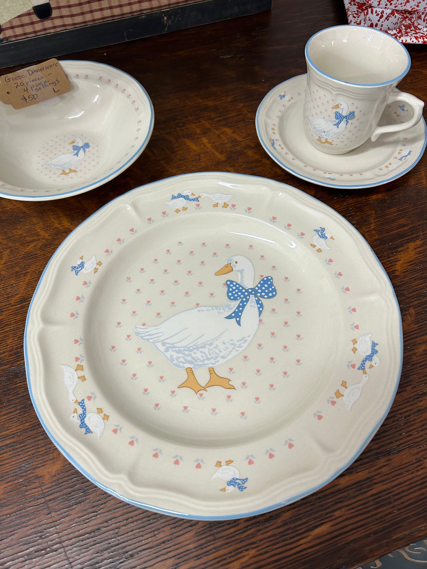 Goose Dinnerware 19 Piece Set - 4 place setting missing 1 cup - Local Pickup Only
