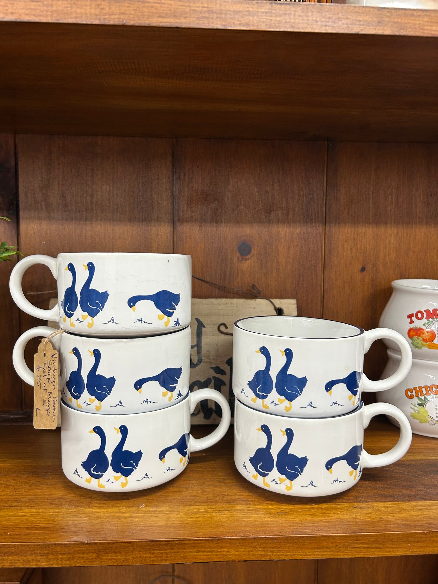 Vintage Goose Soup Mugs - Set Of 5