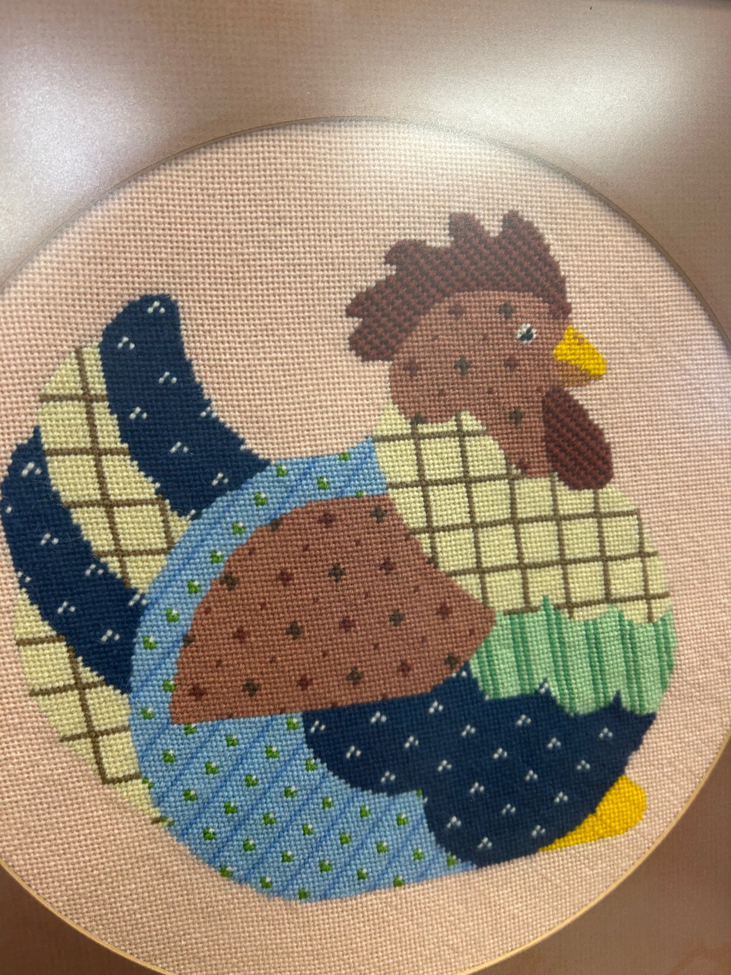 Vintage 1960s Needlepoint Chicken Frame - Style 2